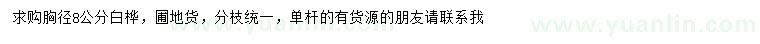 求購(gòu)胸徑8公分白樺