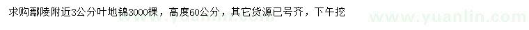 求購3公分葉地錦