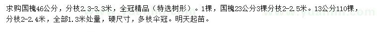 求購(gòu)1.3米量13、23、46公分國(guó)槐