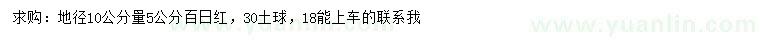 求購地徑10公分量5公分百日紅