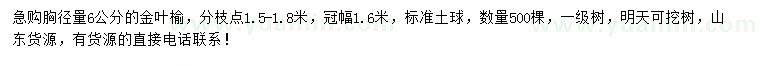 求購胸徑6公分金葉榆