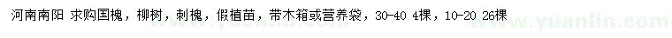求購國槐、柳樹、刺槐