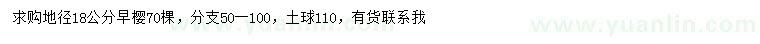 求購地徑18公分早櫻
