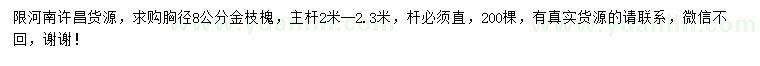 求購胸徑8公分金枝槐