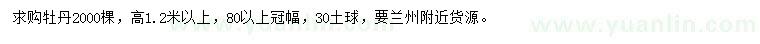 求購高1.2米以上牡丹
