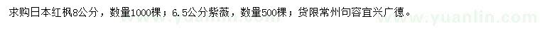 求購8公分日本紅楓、6.5公分紫薇