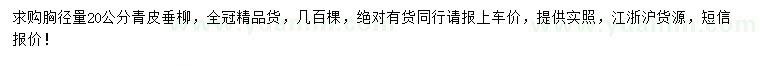 求購胸徑量20公分精品青皮垂柳