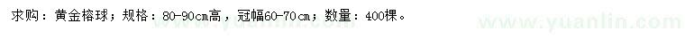求購高80-90公分黃金榕球