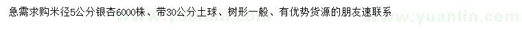 求購米徑5公分銀杏