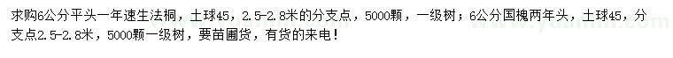 求購(gòu)6公分速生法桐、國(guó)槐