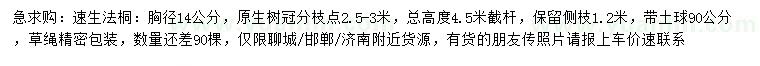 求購(gòu)胸徑14公分速生法桐