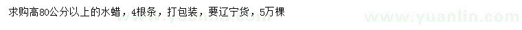 求購高80公分以上水蠟