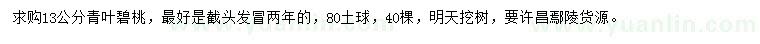 求購13公分青葉碧桃