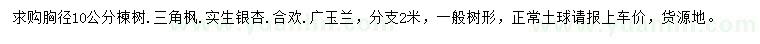 求購楝樹、三角楓、實生銀杏