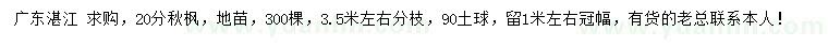 求購20公分秋楓