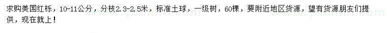 求購10-11公分美國紅櫟
