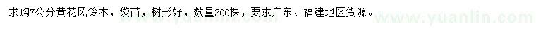求購7公分黃花風鈴木