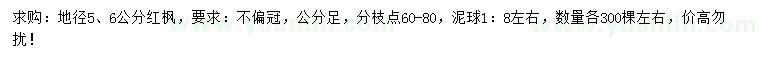 求購地徑5、6公分紅楓