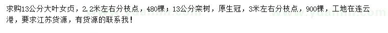 求購13公分大葉女貞、欒樹