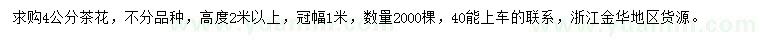 求購4公分茶花