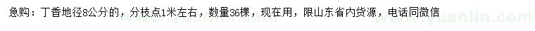 求購(gòu)地徑8公分丁香