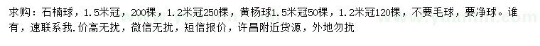 求購冠幅1.2、1.5米石楠球、黃楊球