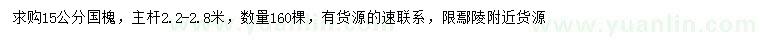 求購(gòu)15公分國(guó)槐
