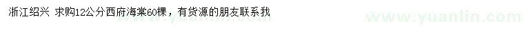 求購12公分西府海棠
