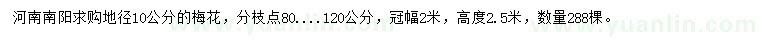 求購地徑10公分梅花