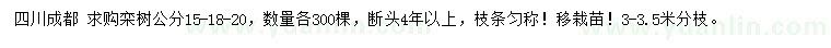 求購15、18、20公分欒樹