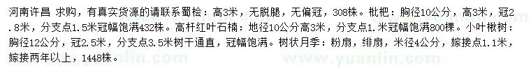 求購蜀檜、 枇杷、高桿紅葉石楠等