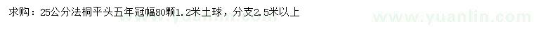 求購25公分法桐