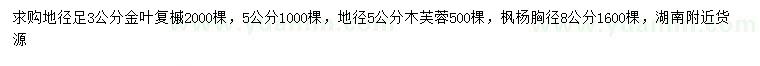 求購金葉復(fù)葉槭、木芙蓉、楓楊