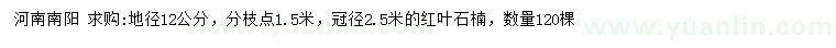 求購地徑12公分紅葉石楠