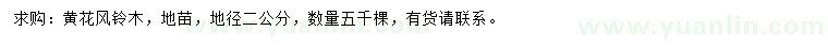 求購地徑2公分黃花風鈴木