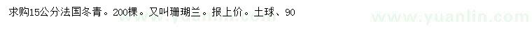 求購(gòu)15公分法國(guó)冬青