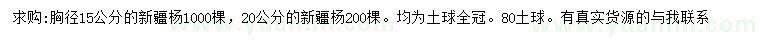 求購胸徑15、20公分新疆楊