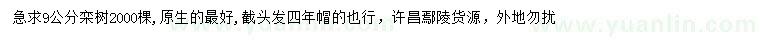 求購9公分欒樹