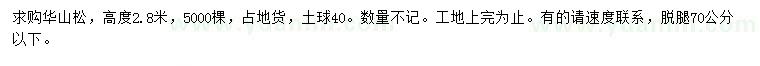 求購高度2.8米華山松
