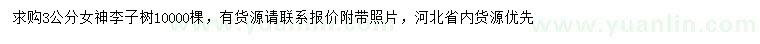 求購(gòu)3公分李子樹(shù)