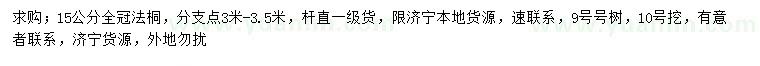 求購15公分法桐