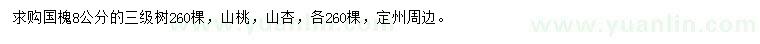 求購國槐、山桃、山杏