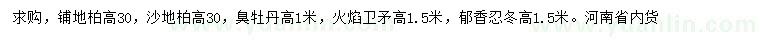 求購(gòu)鋪地柏、沙地柏、臭牡丹等