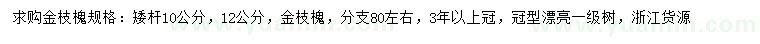求購(gòu)10、12公分金枝槐