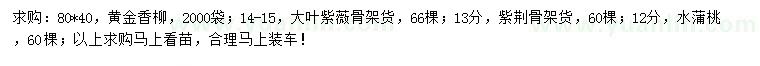 求購黃金香柳、大葉紫薇、紫荊等