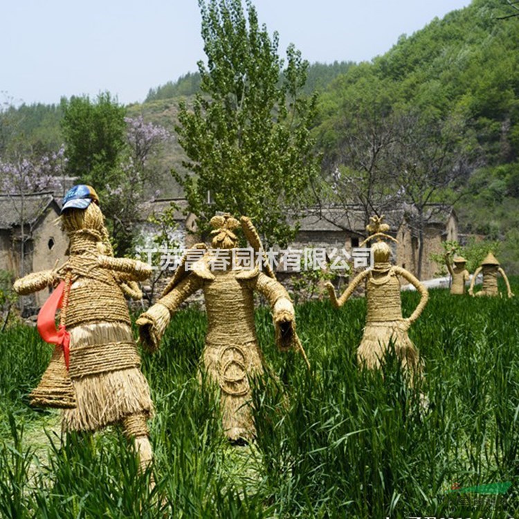 人物卡通稻草人制作干稻草工藝品稻草人雕塑 防腐稻草人草編藝術(shù)