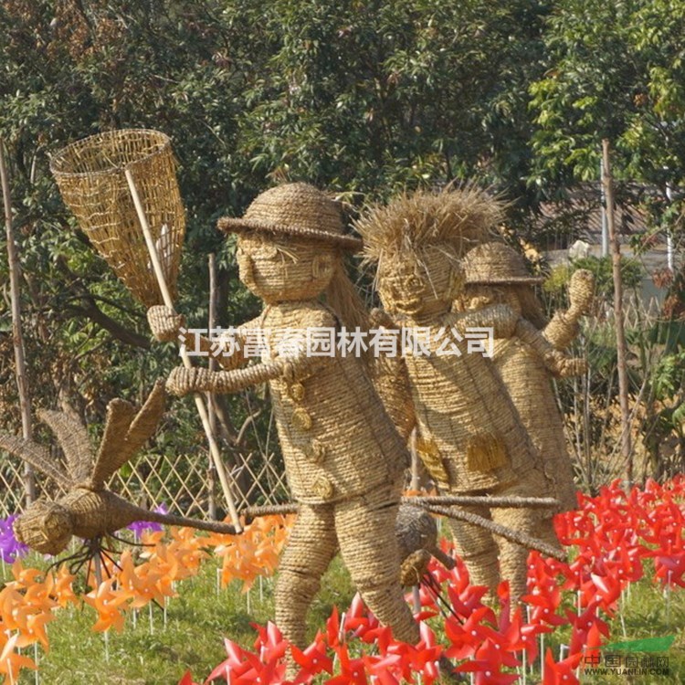 人物卡通稻草人制作干稻草工藝品稻草人雕塑 防腐稻草人草編藝術(shù)