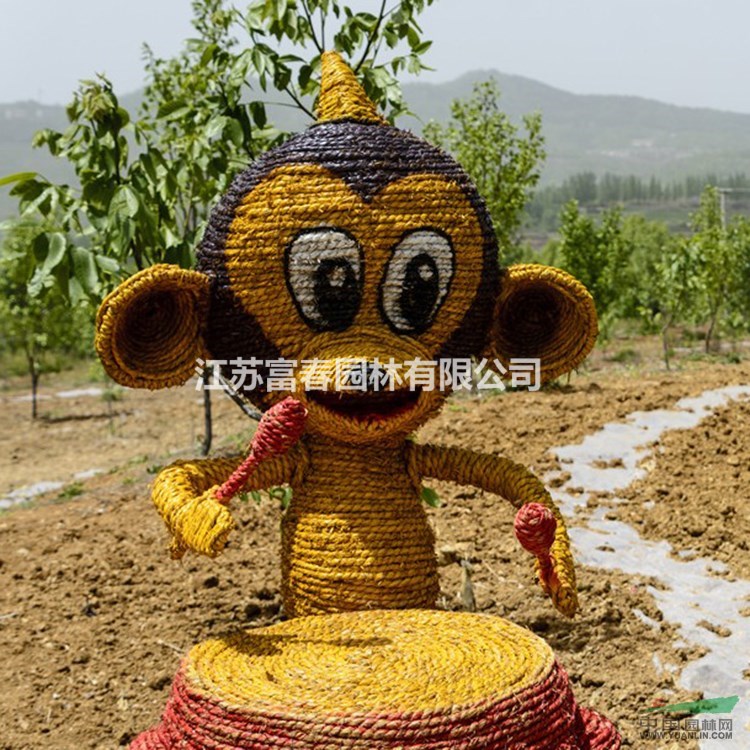 稻草人制作 防寒卡通稻草裝飾品 手工稻草編織廠家