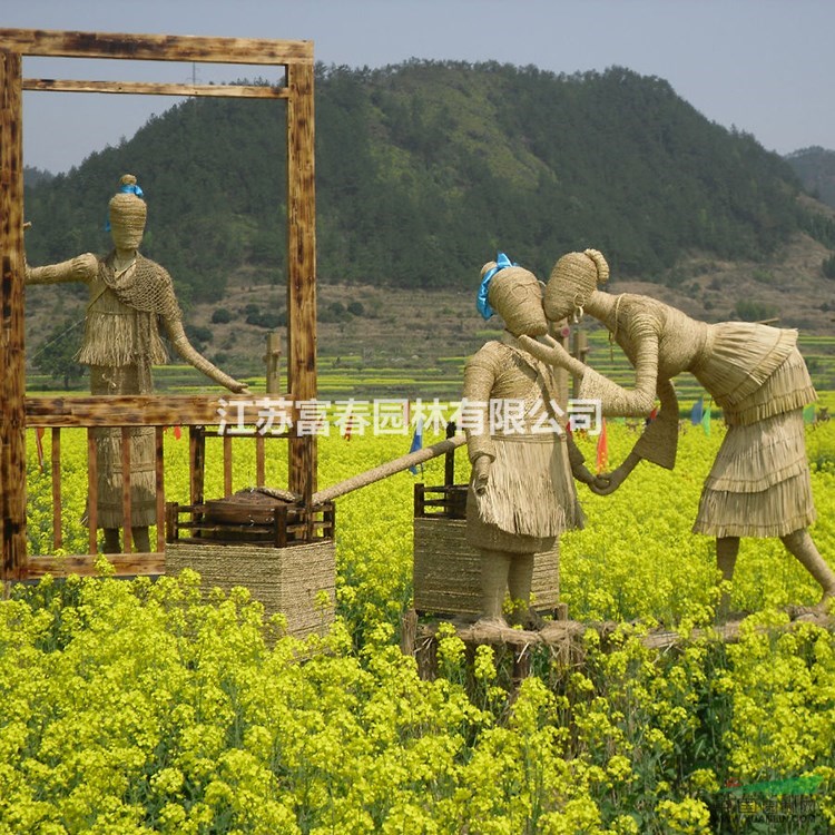 稻草工藝品 動(dòng)物 稻草卡通人物 定做大棚草簾稻草人人偶來(lái)圖定