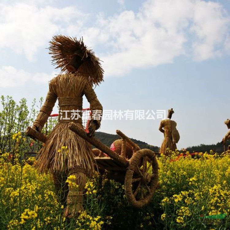 稻草人工藝品干稻草編制藝術來圖定制手工藝術品草人藝術